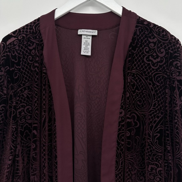 Catherines Jacket Kimono Size 3X Stretch Velvet Burnout Whimsigoth Witchy Boho - Picture 3 of 10